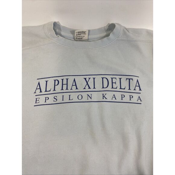 Womens Alpha Xi Delta Epsilon Kappa Crew Sweatshirt Blue Small Comfort Colors - Picture 3 of 10